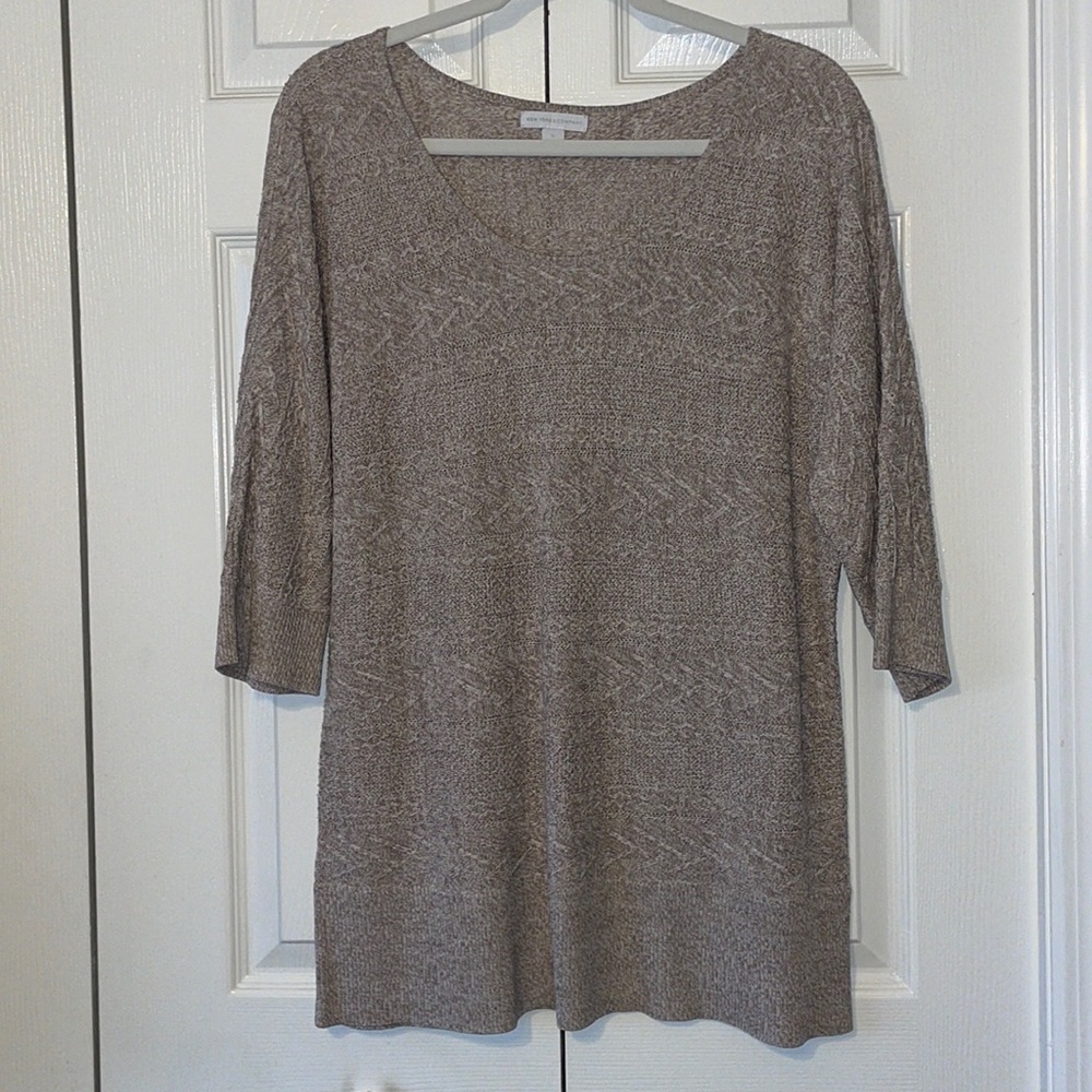 New York & Company Tan Scoop Neck Sweater